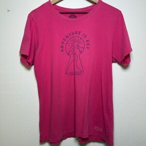 Life is Good Women Shirt Large Adventure‎ Is Key Pink Graphic Crusher Outdoor